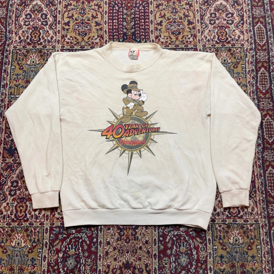 Moletom Mickey Mouse Vintage Disneyland 40 Anos de Aventura L EUA Indiana Jones - Imagem 1 de 4