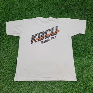 Vintage 90s KBCU-FM Radio 88.1 Shirt Womens Medium 20x24 White - Picture 1 of 16