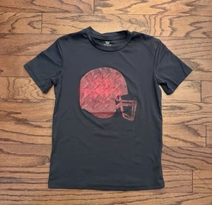 Boys Size 8 Gray With Red Football Helmet Telk Gear Dri Fit Tshirt - Picture 1 of 3