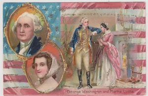 Washington Birthday Martha Custis Glitter Postcard - Picture 1 of 2