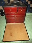 Large Antique Vintage 6 Drawer Jewelers Traveling Display Box Leatherette Case
