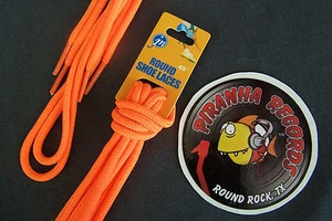 Orange dünne runde 45" x (1/8"-3/8") JN Schnürsenkel Schuhschnüre Piranha Records - Bild 1 von 3
