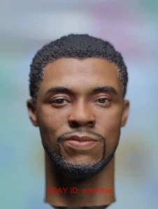 Custom Black Panther T'Challa Smiling 1/6 Scale Male Action Figure Head Sculpt - Picture 1 of 5