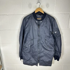 Diesel Jacket Mens Large Blue Motorcycle Biker Y2K Utility Parka Field Trench* - Picture 1 of 12
