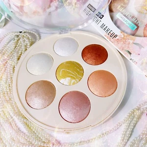 7 Colours Baked Powder Glowy Highlighter & Bronzer Face Contour Large Palette - Picture 1 of 4