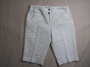 Vintage Studio 1940 Bermuda Shorts Womens 10 White w/Gray Metallic Silver Stripe - Picture 1 of 8