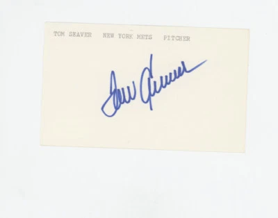 Tom Seaver  New York Mets signed 3x5 index card JSA  early signature - Image 1 of 2