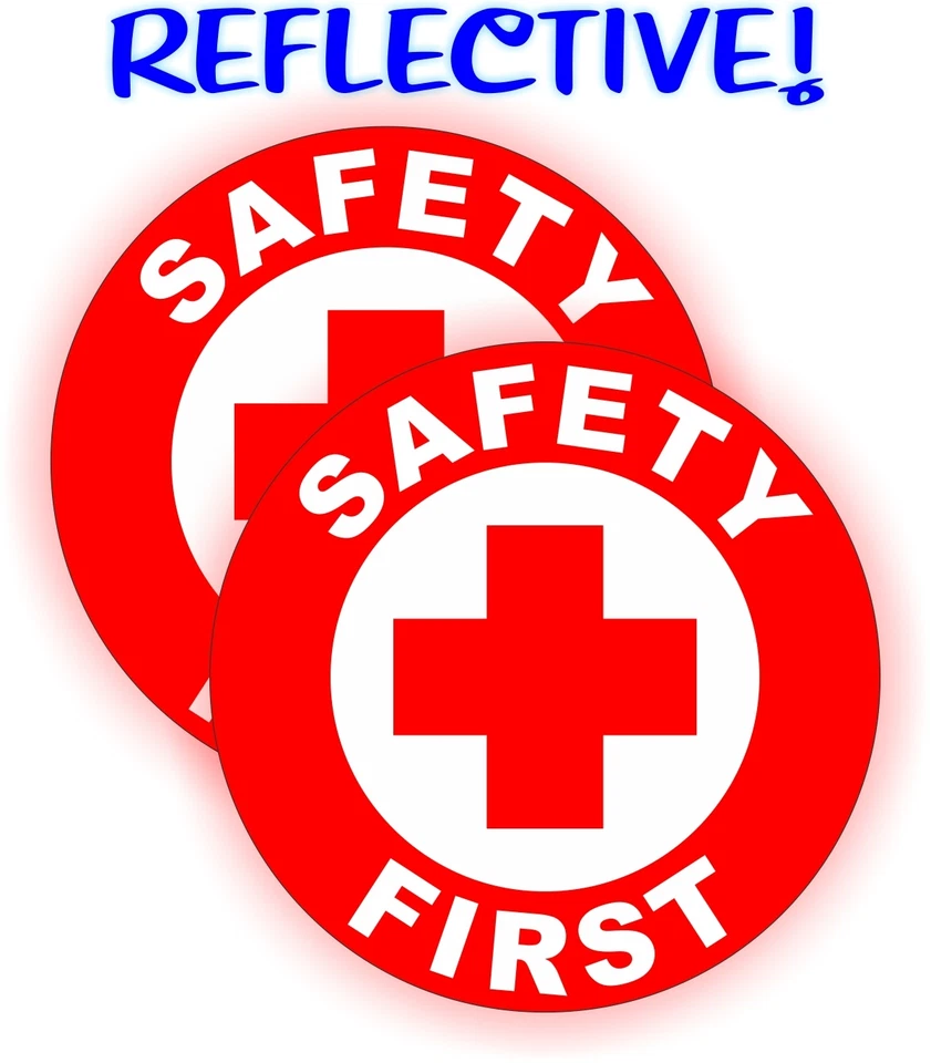 (2) REFLECTIVE Safety First Hard Hat Decals | Foreman Laborer Helmet Stickers