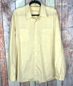 Tommy Bahama Shirt Large Yellow Cream Silk Blend Floral Button Up Long Sleeve - Imagen 1 de 6