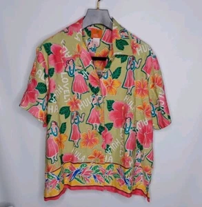 Hearts Of Palm Hawaiian Hula Shirt Women's Size 10 - Picture 1 of 11