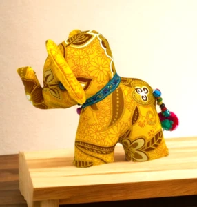 Elephant Plush Doll Thailand Handmade Cotton yellow - Gift - toy 5  inches - Picture 1 of 12