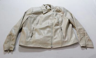 Denim & Co. Women's Faux Leather L/S Moto Jacket NC3 Warm White Size XL - Image 1 of 3