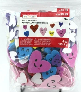 Jumbo 4oz HEART FOAM Stickers Scrapbooking Valentine's Fun Faces Emoji Crafts - Picture 1 of 5