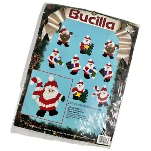 BUCILLA Jolly Santa Set of 10 Ornaments Christmas Canvas Needlework Kit / 61136 - Picture 1 of 14