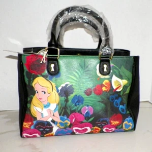 DISNEY LOUNGEFLY ALICE IN WONDERLAND TOTE PURSE GARDEN FLOWERS RARE - Picture 1 of 13