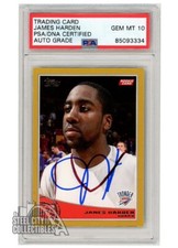 James Harden 2009-10 Topps Gold Autograph Rookie Card #319 /2009 PSA/DNA 10