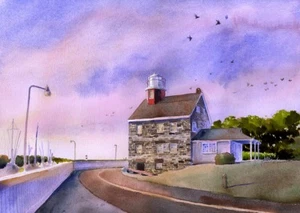 Faro Selkirk Sunset, Salmon River Marina, Nueva York. Impresiones artísticas de James Mann - Imagen 1 de 2