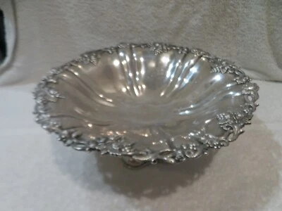 Tazón de plata 950 francés de principios del siglo XX pieza central racimos de uvas Debain Foto 1 de 4