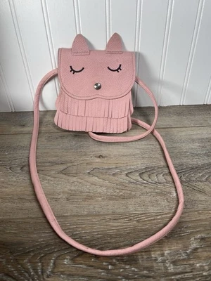Bolso Bandolera Borlas Gato Pequeño Moneda Rosa 5” x 5”. Ver descripción Foto 1 de 4