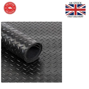 Environmentally-Friendly Black Checker Plate Rubber Matting Roll - 3mm Thickness - Picture 1 of 2