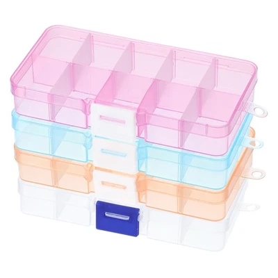 Organizador de 4 dijes de uñas 5x2,4x1 10 rejillas artesanales transparentes/azul/rosa/naranja Foto 1 de 4