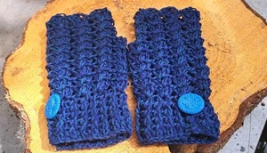 Armstulpen Pulswärmer BLUE 1 - 100% Schurwolle - Bild 1 von 4