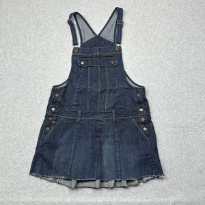 No Boundaries Overall Dress Womens Juniors 13 Denim Skirtalls Pleated Raw Hem - Picture 1 of 8