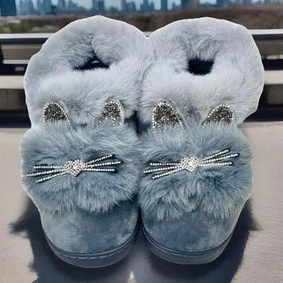 ZAPATILLAS GATITO GATO GRIS DIFUSO ADORABLES Y SÚPER SUAVES Para Mujer Talla 7-8 Foto 1 de 4