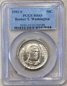 Super 1951 S Booker T Washington Commemorative Half Dollar - PCGS MS65 - Picture 1 of 4