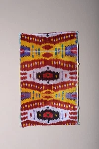 FREMMENTO IKAT VINTAGE NON ANTICO IN VELLUTO DI SETA CON BELLISSIMI COLORI - Foto 1 di 13