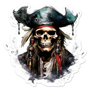 Pirate Captain Skull, Vinyl Decal Sticker, Indoor Outdoor, 3 Sizes, #11422 - Picture 1 of 1