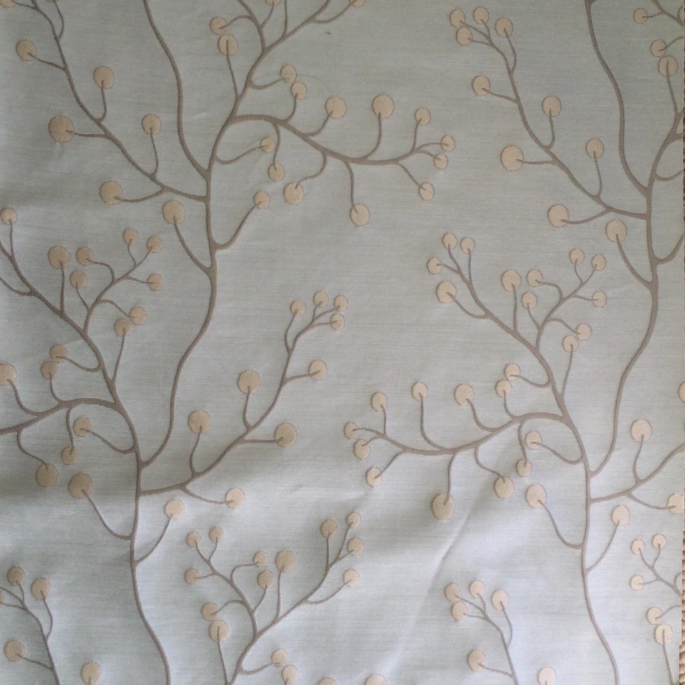 KRAVET Lemon Drop flowering branch pale blue ciel silk remnant new - Image 1 of 1