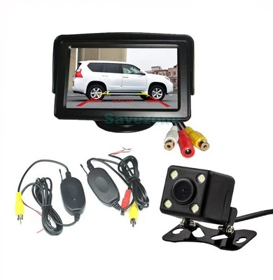 Wireless Reversing Camera 4 LED 170º + 4.3" TFT LCD Monitor Car Rear View Kit - Image 1 of 4