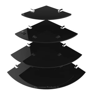 Set of 4 Acrylic Corner Shelves, 150mm, 200mm, 250mm and 300mm - Picture 1 of 12