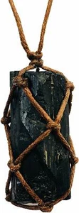 Roher Turmalin Kristall Heilung Chakra Anhänger Hand geflochten Halskette Schutz  - Bild 1 von 5