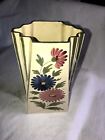 Vintage Hand Painted Art Deco Vase W/pretty Flowers 9 1/2" Tall