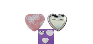 Alta Qualità 100 Set Bottoni Forma Cuore Parti (Guscio+Mylar+Metal Pin Back) Fai da Te - Foto 1 di 10