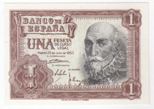 Spain, 1 Peseta, 1953, Banco De Espana, Banknote, P144, UNC - Picture 1 of 2