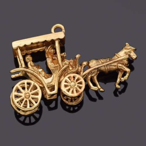 COACH Ciondolo vintage in oro giallo 14 carati carrozza cavalli 7 4 grammi