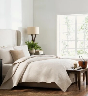 Juego de 3 fundas y edredón Patricia Nash de encaje láser beige completo/queen nuevo con etiquetas Foto 1 de 4