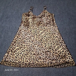 VTG Gilligan & O'Malley Leopard Print Sleep Shirt Women Size Medium Satin - Picture 1 of 8