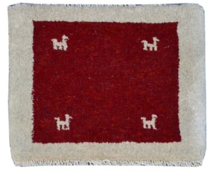 1'3"x1'3" Traditional Gabbeh Hand Knotted Wool Tribal Oriental Red Area Rug  - Picture 1 of 6