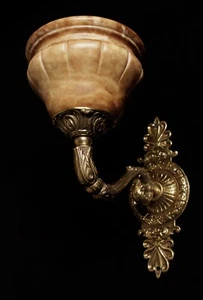 Apliques de pared única estilo antiguo bronce sólido y alabastro español real - Imagen 1 de 5