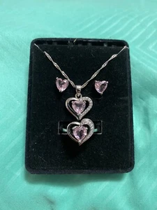 Gold Coast Schmuck: Herzform - rosa Farbsteine, Anhänger platiniert - Bild 1 von 1