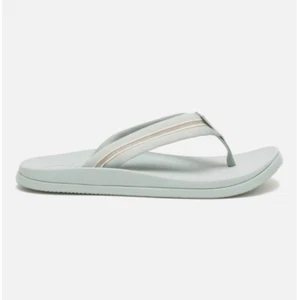 Chaco Womens Chillos Flip Flop Sandals Slip On Stripe Strap Sadie Aqua Gray Size - Picture 1 of 6