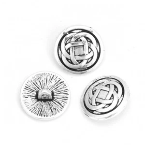 Zinc Alloy Metal Shank Buttons Round Antique Silver Celtic Knot 17 mm (10 item) - Picture 1 of 3