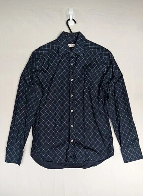 Pringle Blue Chequered Casual Collared Long Sleeve Shirt Mens 15" 38cm - Image 1 of 4