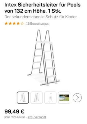 Intex Frame Pool Ultra Ersatzteil Sicherheitsleiter 132 cm 732 x 366 x 132 - Bild 1 von 3