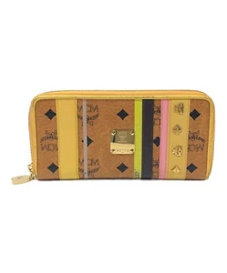MCM Visetos Round Zip Long Wallet Brown Color Line Multicolor Gold Hardware - Picture 1 of 10