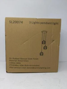 Fulwo 3-Light Pendant Fixtures, Clear Glass Shade, Oil Rubbed Bronze for Kitchen - Picture 1 of 6